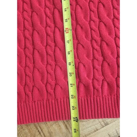 Lands' End Drifter Cableknit Sweater Women’s Size M Red Cozy Preppy - Picture 7 of 8